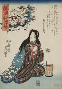 Ono no Komachi, aus der Serie Parodien der sechs poetischen Unsterblichen von Kunisada