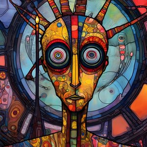 Karneval Cajun Sumpf Mutant Sci-Fi Droide, im künstlerischen Stil von Tim Burton und Beksinski 4