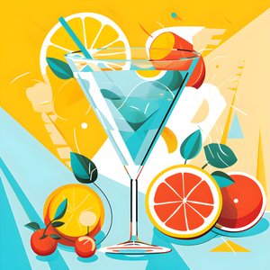 Poster von Zitronen, Cocktails mit Zitronen, Minze von Kurt Heppke