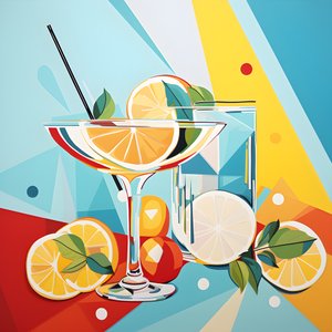 Poster von Zitronen, Cocktails mit Zitronen, Minze