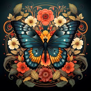 Schmetterling mit Blumen im Hintergrund