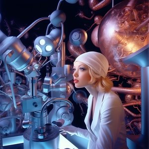 Super-Resolution Electron Microscope Shot of Woman im künstlerischen Stil von David LaChapelle 3