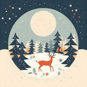 Weihnachtspostkarte im Stil der 60er Jahre