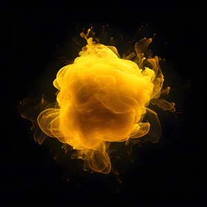 Gelber Energieklecks mit schwarzem Hintergrund 3