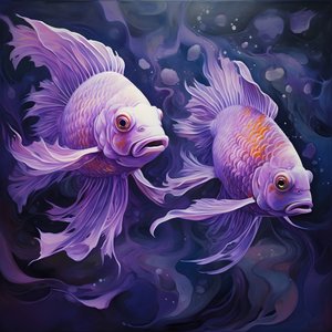 zwei Fische in der Farbe violett