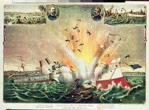 Zerstörung des US-Kriegsschiffs Maine im Hafen von Havanna, 15. Februar 1898