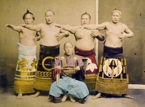 Sumo-Ringer, um 1877 von Kusakabe Kimbei