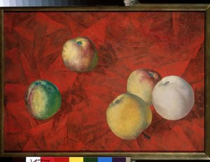 Äpfel auf rotem Hintergrund