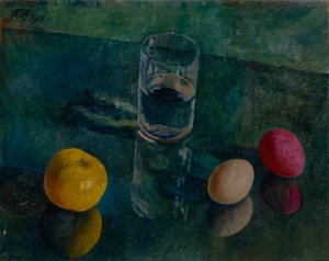 Stillleben vor grünem Hintergrund, 1924