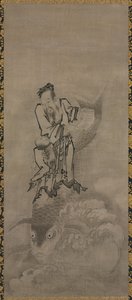 Hotei mit daoistischen Unsterblichen: Unsterblicher auf Karpfen reitend