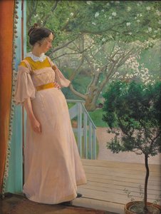 An den französischen Fenstern. Die Frau des Künstlers von Laurits Andersen Ring
