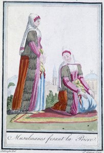 Muslime beim Gebet - in „Enzyklopädie der Reisen“ von J. Grasset St Sauveur, ed. Deroy, Paris