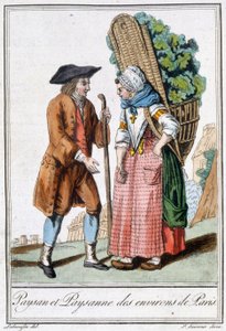 Bauer und Bäuerin aus Paris - in „Enzyklopädie der Reisen“ von J. Grasset St Sauveur, Deron, Paris von L.F. Labrousse
