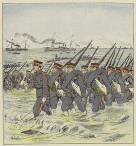 Landung der japanischen Infanterie in Pi-Tse-Ouo von L. Malespine