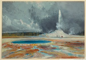 Druck, Castle Geyser, Upper Geyser Basin, Yellowstone Nationalpark von L. Prang and Company