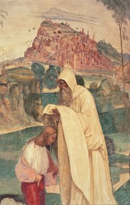 Leben des heiligen Benedikt, Szene 4: Der Mönch Romanus kleidet Benedikt ein