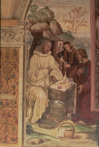 St. Benedikt vor einer Landschaft, aus dem Leben des St. Benedikt (Detail) von L. and Sodoma, G. Signorelli