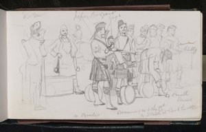 Auf Parade. Trommler des 79. Ein Skizze in Parkhurst von Lady  Butler