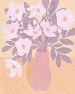Blumen in rosa Vase, 2023 von Lady Ann de Borja