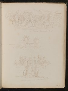 Studie der Orangenbauern von Nizza, architektonische Studie einer Kirche und eines Klosters an der Straße, Nizzard-Frauen an einem Brunnen von Lady Butler