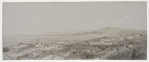 Blick auf die Villa Pescatore von der Villa Muti, Piombino von Lady Elizabeth Susan Percy