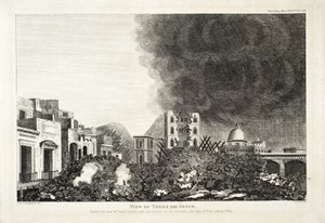 Ansicht von Torro del Greco: Aufgenommen am 8. Tag nach dem Ausbruch des Vesuvs, 15. Juni 1794, 1822 (Gravur & Radierung) von Lady H. Fitzgerald