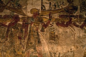 Basrelief aus dem Tempel von Derr, Unter-Nubien, Ägypten, ägyptische Zivilisation, Neues Reich, Dynastie XIX