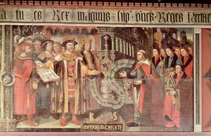 Bischof Robert Sherburne mit Heinrich VIII., um 1508-36 von Lambert Barnard