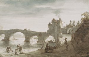 Brücke über die Loire bei Amboise, 1640er Jahre von Lambert Harmensz Doomer