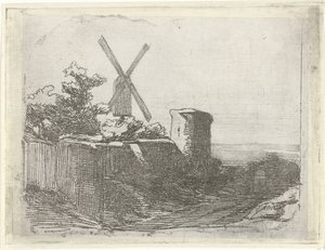 Ruine mit Mühle von Lambertus  Hardenberg