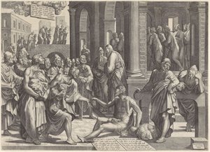 Petrus und Johannes heilen einen Krüppel am Tempeltor von Lambertus Suavius