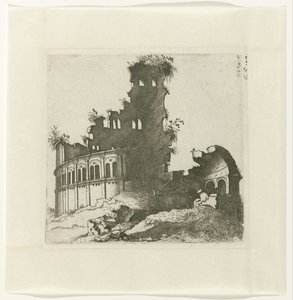 Runde Ruine (Ruinarum variarum fabricarum delineationes pictoribus caeterisque id genus artificibus multum utiles) von Lambertus Suavius