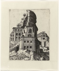 Ruine mit einer Treppe links von Lambertus Suavius
