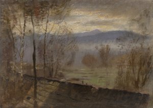 Abendlandschaft mit Fluss, ca. 1880