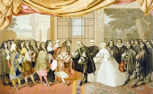 Treffen zwischen Ludwig XIV. und Philipp IV. auf der Insel der Fasane, 7. November 1659 von Laumosnier