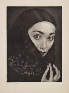 Dame mit einem Schal, veröffentlicht 1926 von Laura Knight