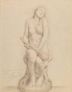 Nackte Figur mit Mandoline von Laurent Honore Marqueste