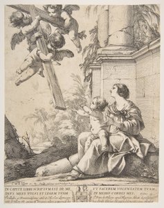 Jungfrau und Kind mit Engeln, 1639 von Laurent de la Hyre