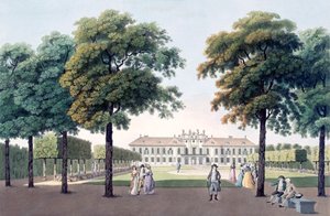 Ansicht des Schlosses der Freude in Hetzendorf, Wien, 1790er Jahre von Laurenz Janscha