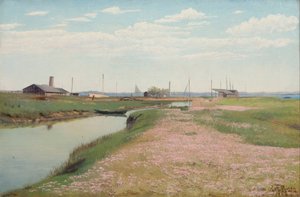 Der Fluss und der Hafen in Frederiksværk