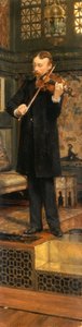 Porträt von Maurice Sons, der in Alma-Tademas Studio Geige spielt von Lawrence Alma Tadema