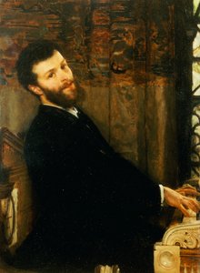 Porträt des Sängers George Henschel, der Alma-Tademas Klavier spielt, Townshend House, 1879