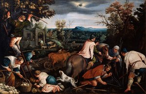 Oktober aus der Serie Die Jahreszeiten, spätes 16. oder frühes 17. Jahrhundert
