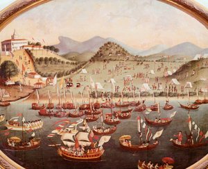 Prozession von Booten vor dem Lazares-Hospital, Rio de Janeiro von Leandro Joaquim