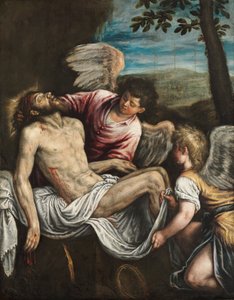 Der tote Christus mit Engeln von Leandro da Ponte Bassano