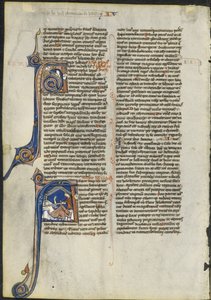 Blatt aus einer lateinischen Bibel: Initiale A und Initiale A: Judith enthauptet Holofernes, ca. 1230-1240