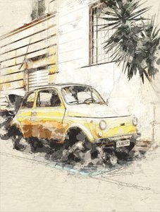 Klassischer gelber Fiat