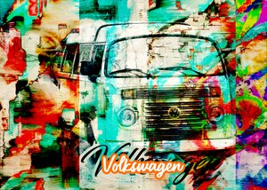 Bunte Vintage-Van-Kunst