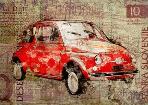 Roter Vintage Fiat 500