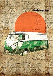 Retro-Van-Sonnenuntergang von Lembayung senja studio [Vintage Poster]